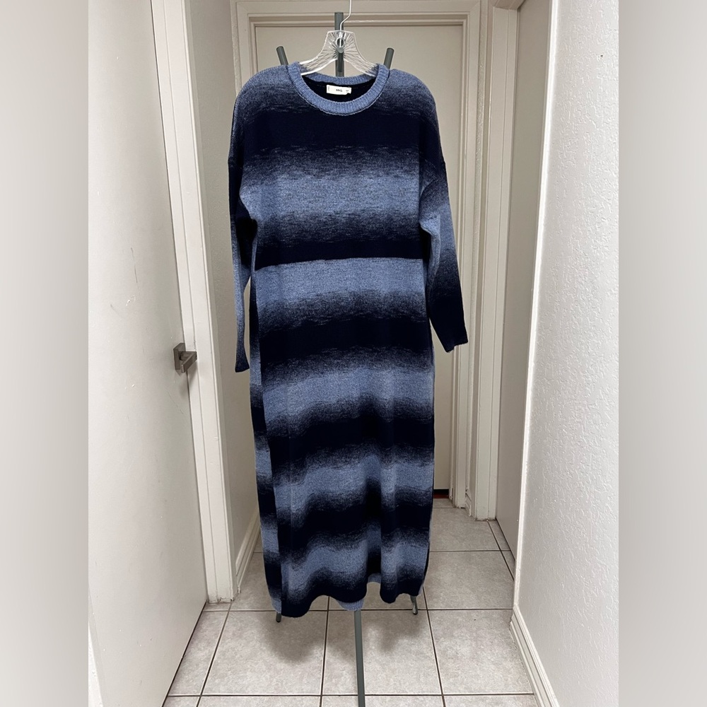 Mango Navy and Light Blue Knit dress - Picture 3 of 6